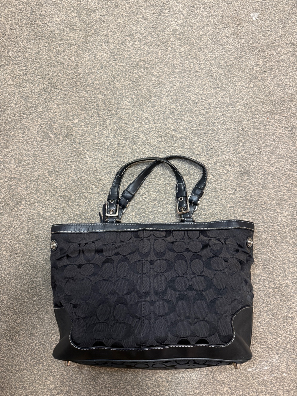 Vintage Coach Hampton Signature Satchel Black Canvas Leather Y2K Hobo code 6830 - Picture 2 of 6